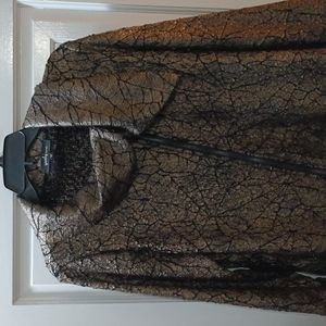 Black and gold yushi women's jacket with asymmetrical zipper, Size M